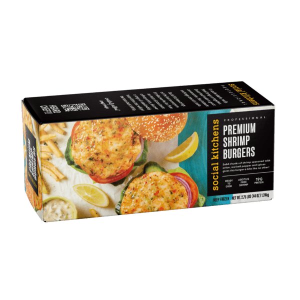 Premium Shrimp Burgers Front of Box