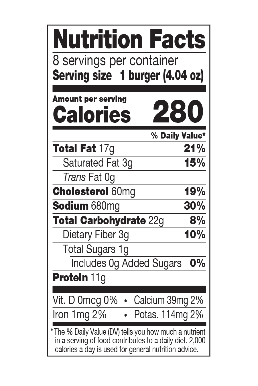 nutrition facts Crispy Shrimp Burgers