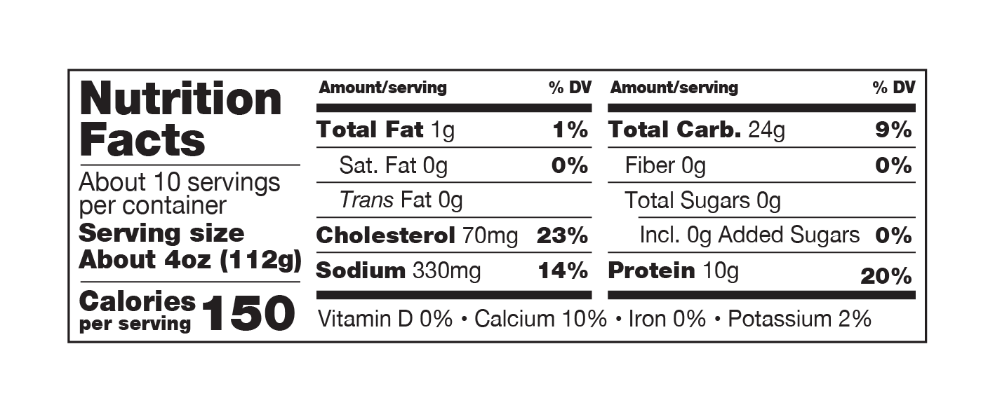 nutrition facts breaded calamari rings