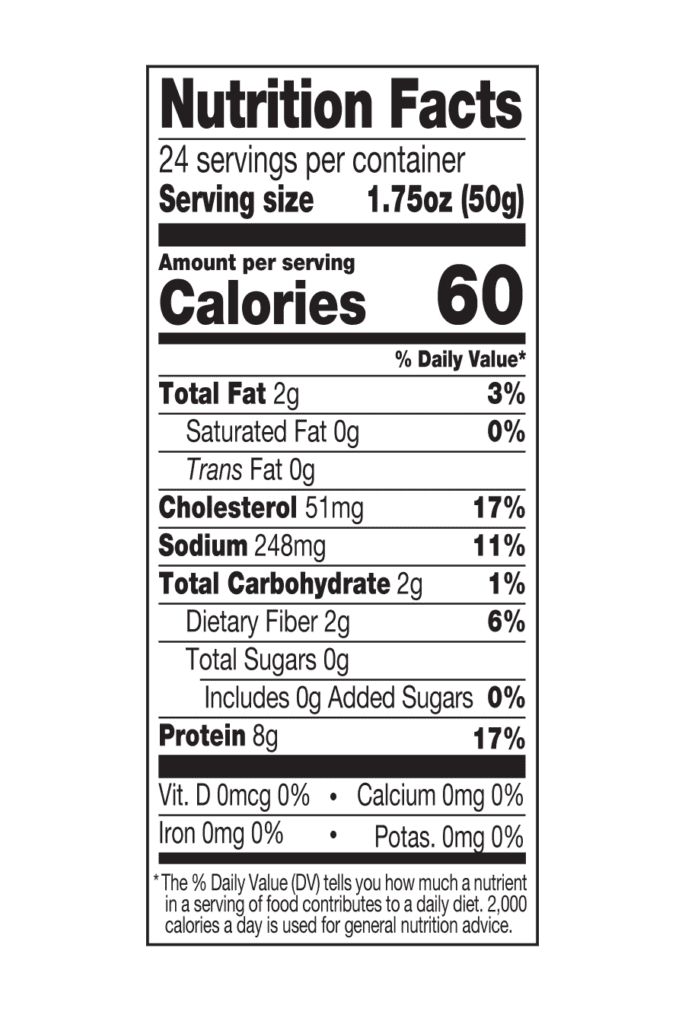 PREMIUM SHRIMP SLIDERS nutrition facts panel