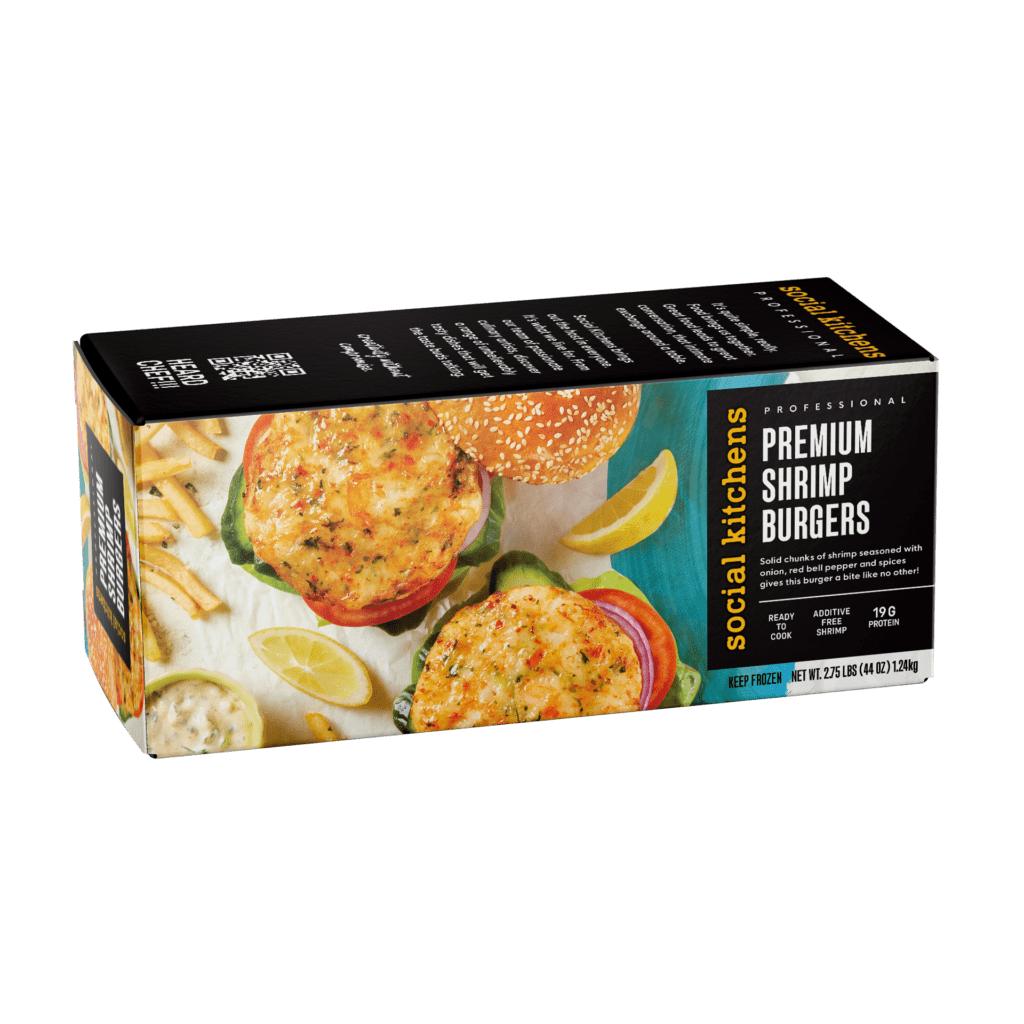 Premium Shrimp Burgers Front of Box