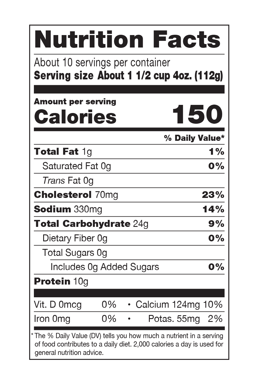 nutrition facts Crispy Calamari Fries