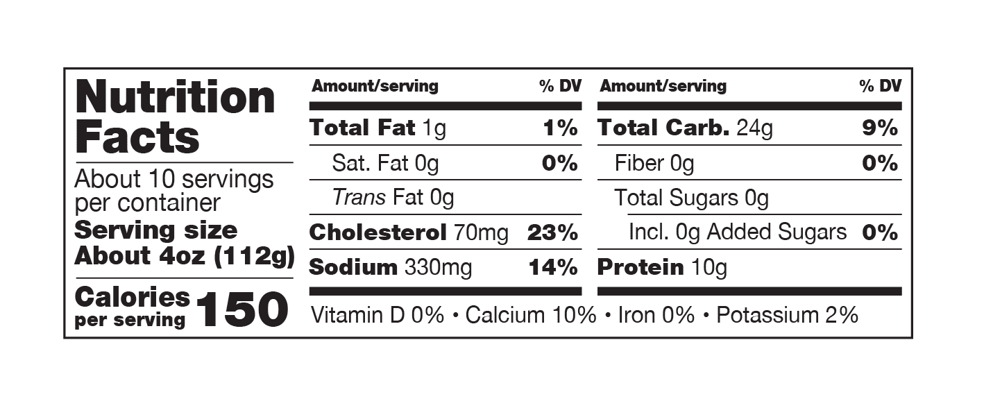 nutrition facts breaded calamari rings